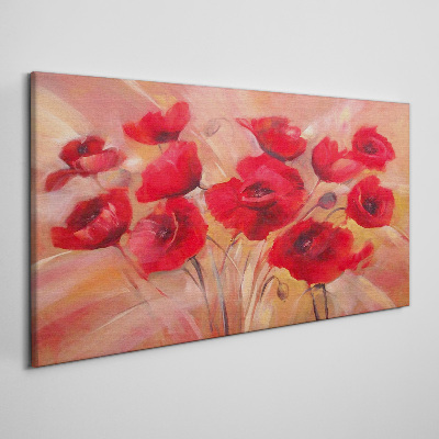 Obraz Canvas Czerwone maki w pastelowej kompozycji
