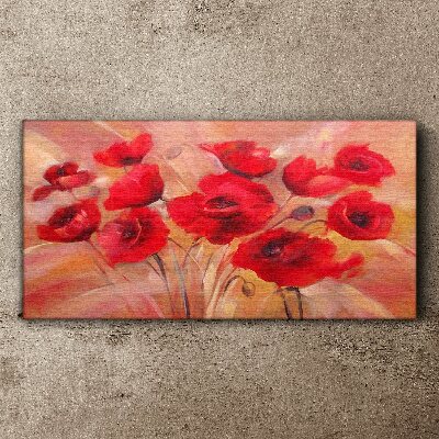 Obraz Canvas Czerwone maki w pastelowej kompozycji