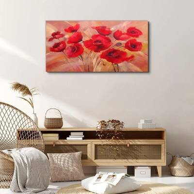 Obraz Canvas Czerwone maki w pastelowej kompozycji