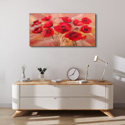 Obraz Canvas Czerwone maki w pastelowej kompozycji