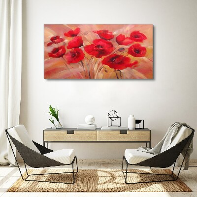 Obraz Canvas Czerwone maki w pastelowej kompozycji