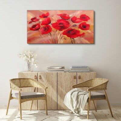 Obraz Canvas Czerwone maki w pastelowej kompozycji