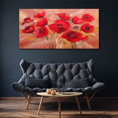 Obraz Canvas Czerwone maki w pastelowej kompozycji