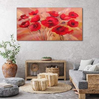 Obraz Canvas Czerwone maki w pastelowej kompozycji