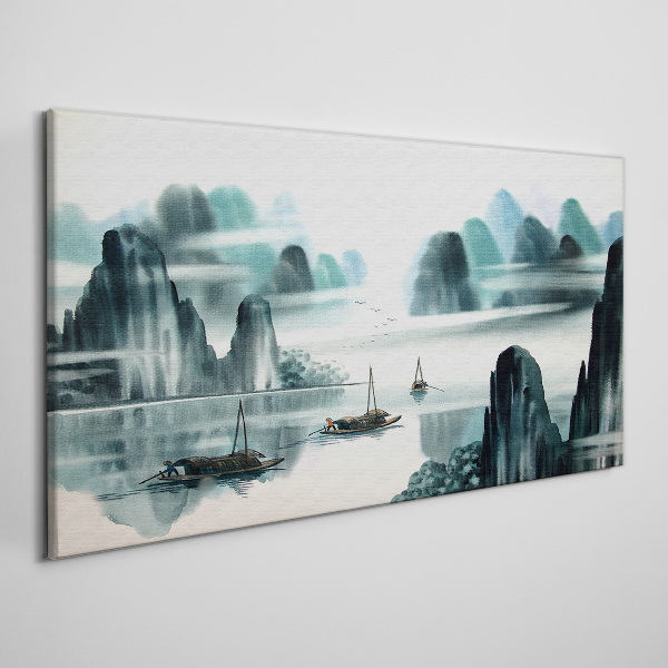 Obraz Canvas Chiński tusz łodzie