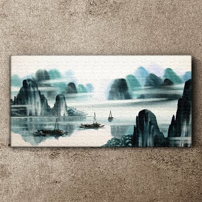 Obraz Canvas Chiński tusz łodzie