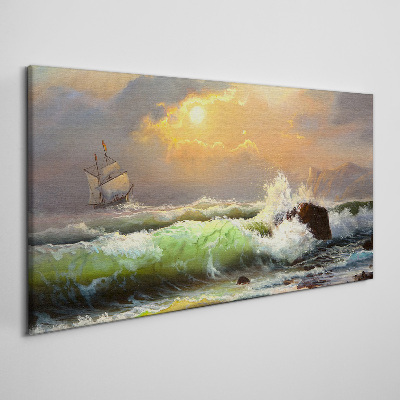 Obraz Canvas Burzliwe morze z żaglowcem