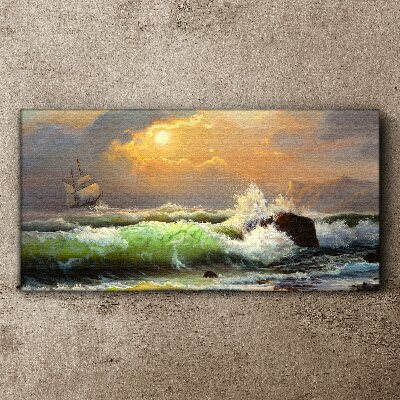 Obraz Canvas Burzliwe morze z żaglowcem
