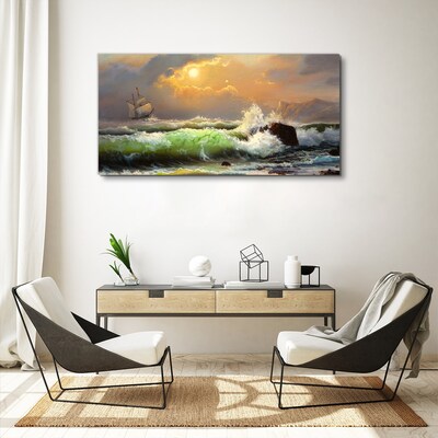 Obraz Canvas Burzliwe morze z żaglowcem