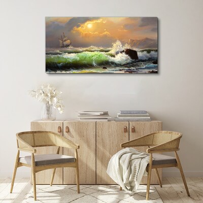 Obraz Canvas Burzliwe morze z żaglowcem