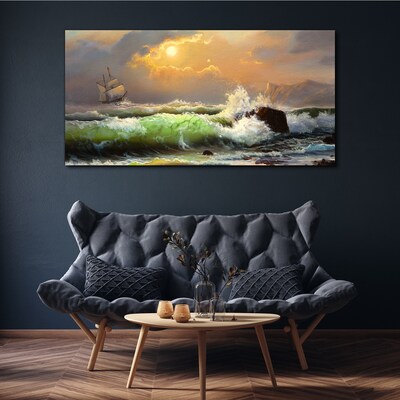 Obraz Canvas Burzliwe morze z żaglowcem