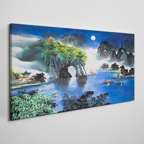 Obraz Canvas Spokojny pejzaż nocny z górami