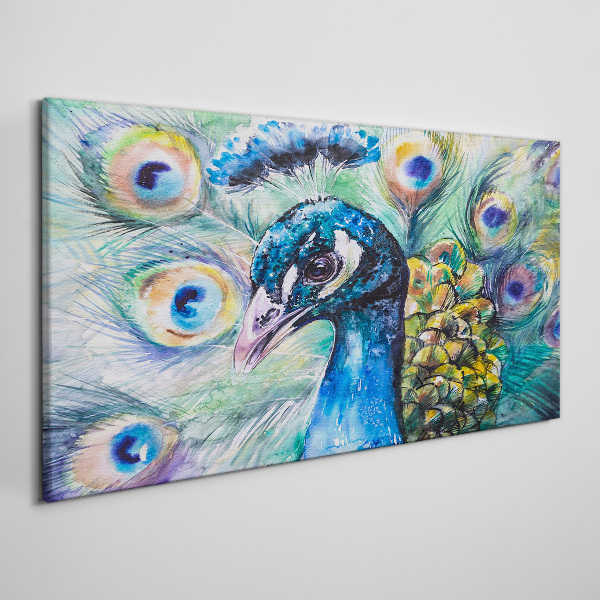 Obraz Canvas Kolorowy paw wśród piór