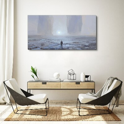 Obraz Canvas Samotna wędrówka w mglistej przestrzeni