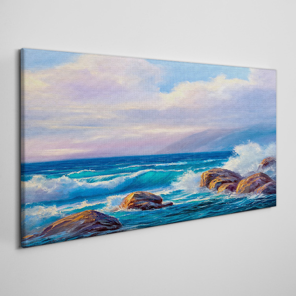 Obraz Canvas morze skały fale chmury