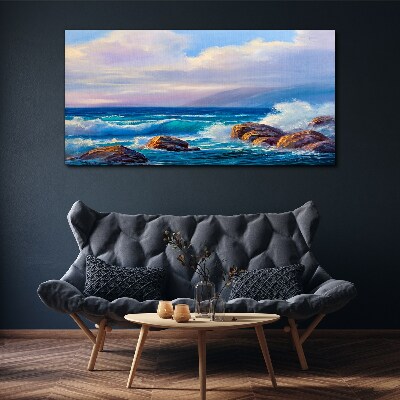 Obraz Canvas morze skały fale chmury