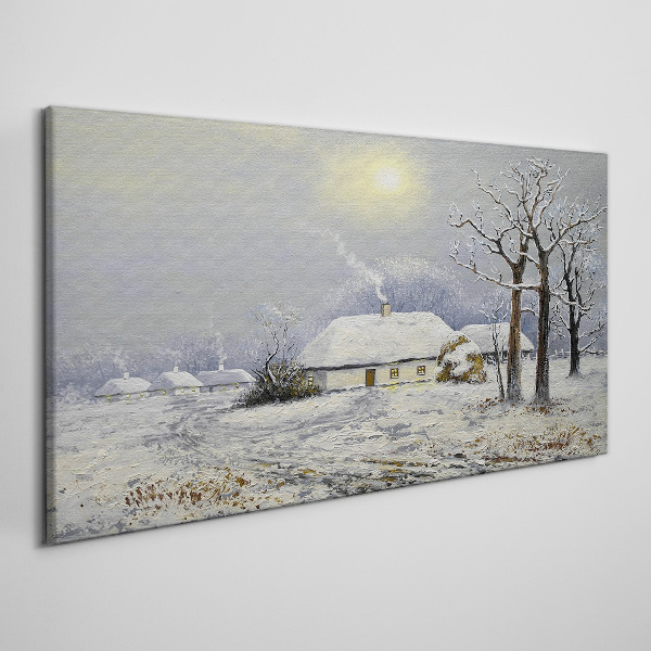Obraz Canvas Zimowy pejzaż z domkiem