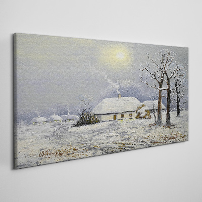 Obraz Canvas Zimowy pejzaż z domkiem