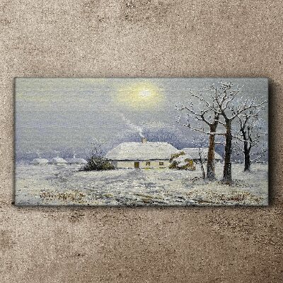 Obraz Canvas Zimowy pejzaż z domkiem