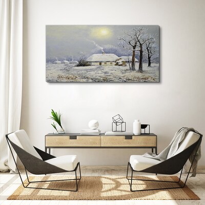 Obraz Canvas Zimowy pejzaż z domkiem