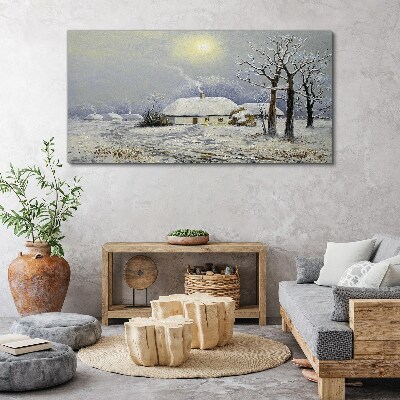 Obraz Canvas Zimowy pejzaż z domkiem