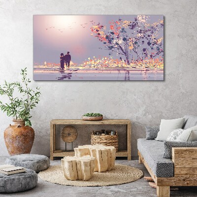 Obraz Canvas Romantyczny spacer o zachodzie słońca