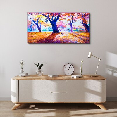 Obraz Canvas Jesienna sceneria w kolorach tęczy