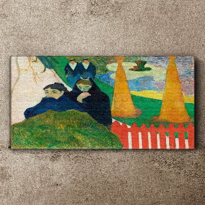 Obraz Canvas Zielony krajobraz z postaciami