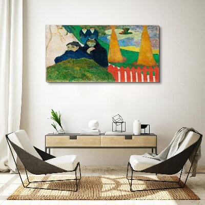 Obraz Canvas Zielony krajobraz z postaciami
