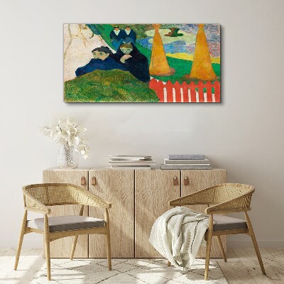 Obraz Canvas Zielony krajobraz z postaciami