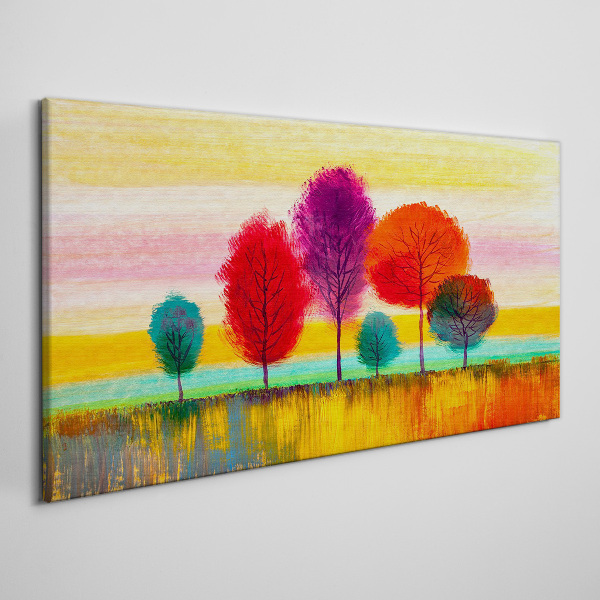 Obraz Canvas Kolorowy krajobraz z drzewami