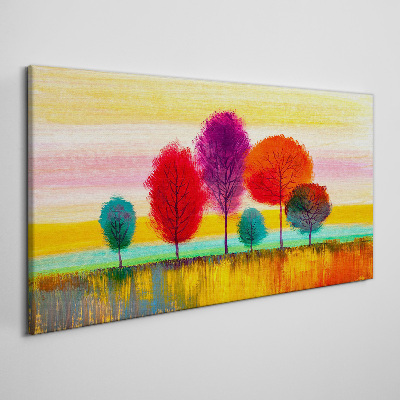 Obraz Canvas Kolorowy krajobraz z drzewami