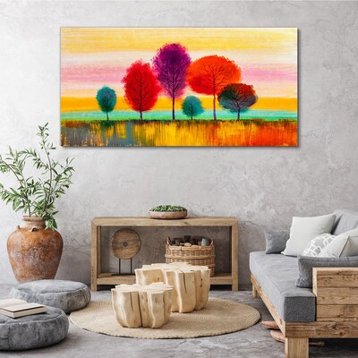 Obraz Canvas Kolorowy krajobraz z drzewami
