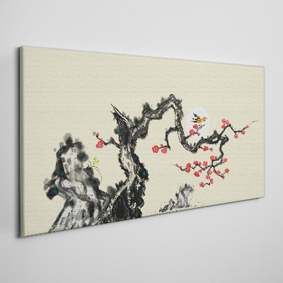 Obraz Canvas Kwiatowa scena z ptakiem