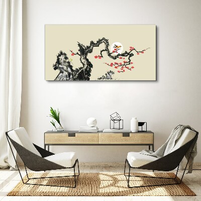 Obraz Canvas Kwiatowa scena z ptakiem