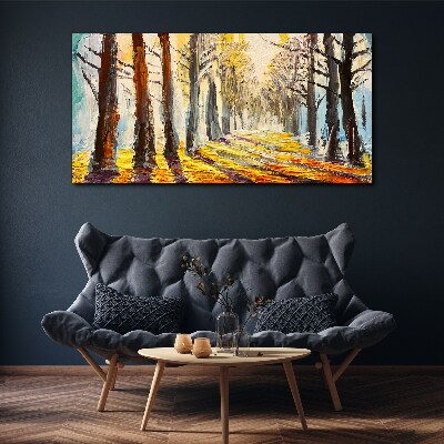 Obraz Canvas malarstwo las drzewa