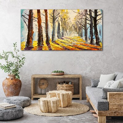 Obraz Canvas malarstwo las drzewa