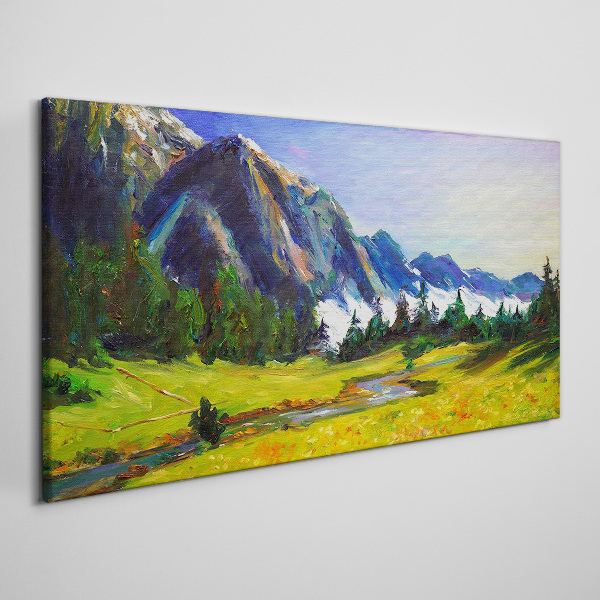 Obraz Canvas łąka las góry niebo