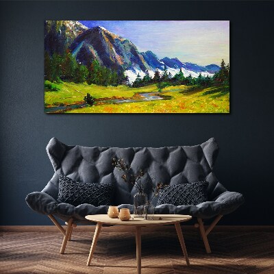 Obraz Canvas łąka las góry niebo