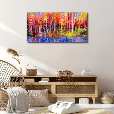 Obraz na Płótnie Kolorowe Drzewa Malarstwo