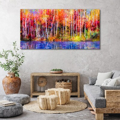 Obraz na Płótnie Kolorowe Drzewa Malarstwo