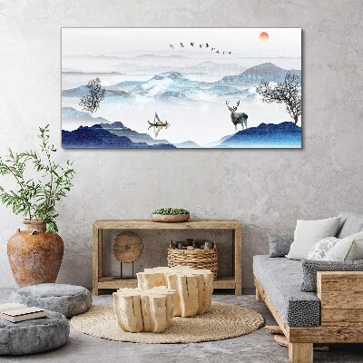 Obraz Canvas Spokojny pejzaż górski z jeleniem