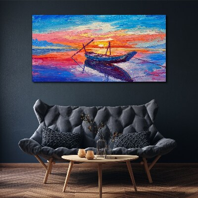 Obraz Canvas łódź zachód słońca