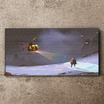 Obraz Canvas góry śnieg helikopter