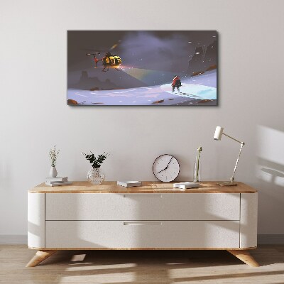 Obraz Canvas Helikopter w górskim krajobrazie