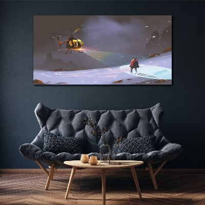 Obraz Canvas góry śnieg helikopter
