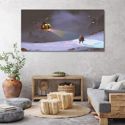 Obraz Canvas Helikopter w górskim krajobrazie