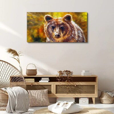 Obraz Canvas Oblicze niedźwiedzia w złotych tonach