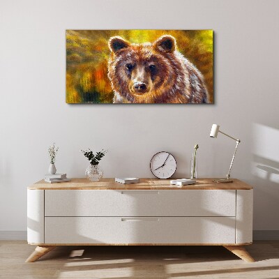 Obraz Canvas Oblicze niedźwiedzia w złotych tonach