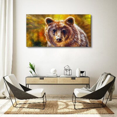 Obraz Canvas Oblicze niedźwiedzia w złotych tonach